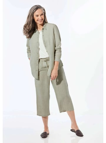 GOLDNER Kurzgröße:  Bequeme Damen Businessbluse in baummoos