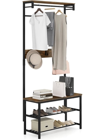 COSTWAY Garderobenständer 5-in-1 80 × 32 × 169 cm in Braun