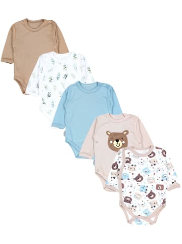 TupTam Baby Langarm Wickelbody im 5er Set in beige Modell 1