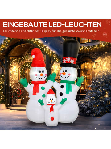 Outsunny Aufblasbar Schneemann-165L x 80B x 180H cm-Weiß