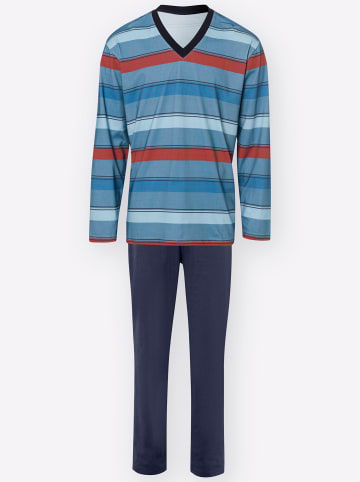Sieh an! Schlafanzug in marine-rot-gestreift