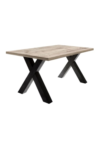 58 aufm Kessel ESSZIMMERTISCH Eike 8 140 x 90 x 75 Esstisch Schwarzstahl/Sandeiche