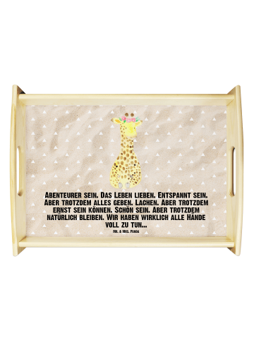 Mr. & Mrs. Panda Dekotablett Giraffe Blumenkranz mit Spruch in Sandig