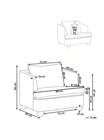 Beliani Sessel RATTVIK in Braun - (W) 98 x (H) 86 x (L) 82 cm