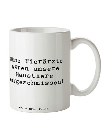 Mr. & Mrs. Panda Kaffeebecher Spruch Tierarzt Helden mit Spruch in Weiß