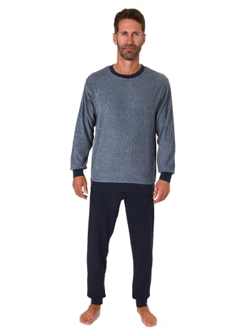 NORMANN langarm Frottee Schlafanzug Pyjama Bündchen - 82405 in blau