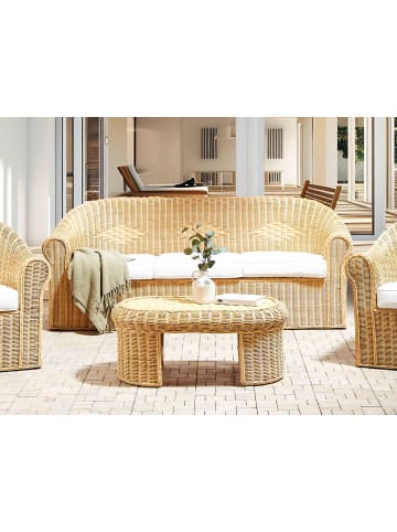 Beliani 2-tlg Gartensofa LIVADEIA in Naturfarben/Weiß