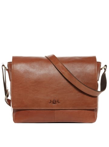 SID & VAIN Leder-Messenger Laptoptasche Leder Umhängetasche Unisex SPENCER in braun