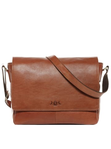 SID & VAIN Leder-Messenger Laptoptasche SPENCER groß Laptop-Tasche 15 Zoll echt Leder in braun