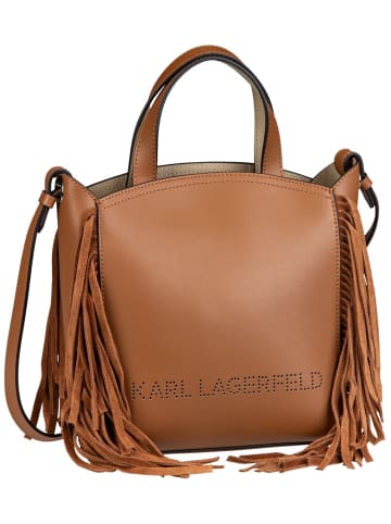 Karl Lagerfeld Handtasche K/Circle SM Zip Tote Fringes Black/Nickel in Dark Tan
