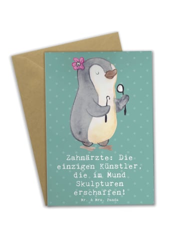 Mr. & Mrs. Panda Grußkarte Zahnarzt Künstler mit Spruch in Meeresbrise