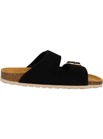 Palado Pantoletten Korfu Suede Premium Leather in Schwarz/Beige