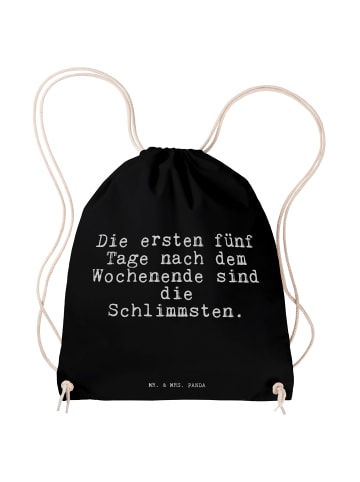 Mr. & Mrs. Panda Sportbeutel Die ersten fünf Tage... mit Spruch in Schwarz