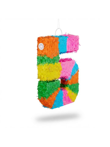 relaxdays 3-tlg. Pinata Set "Zahl 5" in Bunt