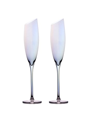Intirilife Champagner Glas Set 150 ml Sekt Prosecco Gläser in 2x mit Regenbogen Schimmer