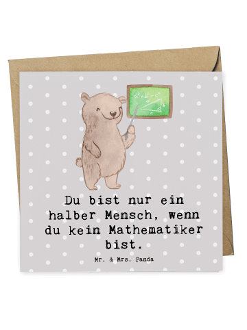 Mr. & Mrs. Panda Einladungskarte Mathematiker Herz mit Spruch in Grau Pastell