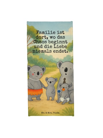 Mr. & Mrs. Panda Strandtuch Koala Familie Design mit Spruch in Grau Pastell