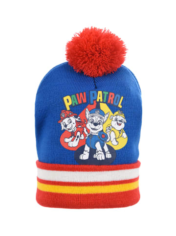 Paw Patrol Wintermütze mit Bommel Chase, Rubble und Marshall in Blau