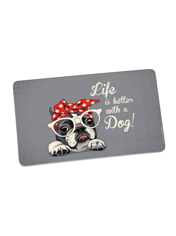 Geda Labels Frühstücksbrettchen Vintage Bulldogge in Grau - 23,5x14,5x0,3cm