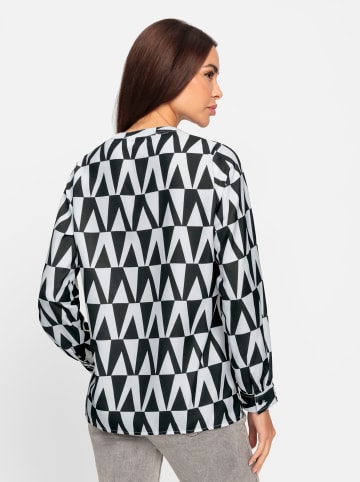 Heine Druckbluse in ecru-schwarz-bedruckt