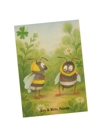 Mr. & Mrs. Panda Postkarte Bienen Paar Design ohne Spruch in Weiß