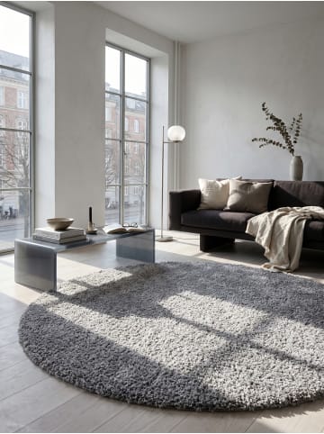 KADIMA DESIGN Teppich Hochflor Shaggy Waschbar Einfarbig RHEIN Strapazierfähig in Hellgrau