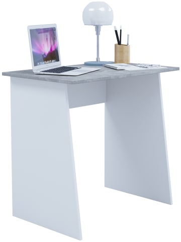 VCM  Holz Schreibtisch Computertisch Masola Mini in Weiß / Beton-Optik