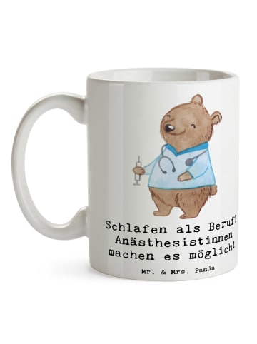 Mr. & Mrs. Panda Geschenktasse Anästhesistin Freude mit Spruch in Weiß