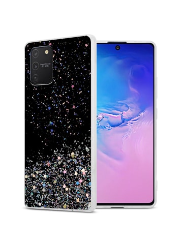 cadorabo Hülle für Samsung Galaxy A91/S10 LITE/M80s in Schwarz mit Glitter