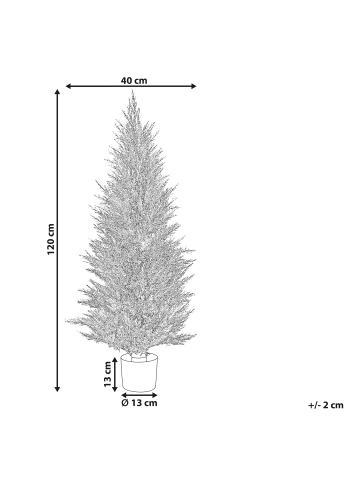Beliani Kunstpflanze CEDAR TREE in Grün/Dunkler Holzfarbton