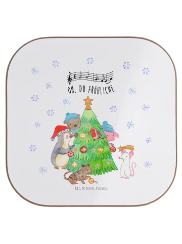 Mr. & Mrs. Panda Untersetzer für Gläser Weihnachtsbaum schmücken... in Weiß