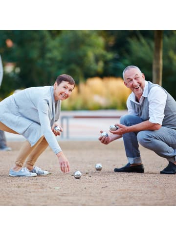 relaxdays 11-tlg. Boule Kugeln Set in Natur/ Silber