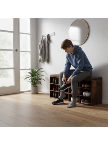 relaxdays Schuhbank in Weiß/Grau - (B)104 x (H)48 x (T)30,5 cm