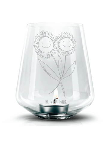 Mr. & Mrs. Panda Teelicht Glas Blume Sonnenblume ohne Spruch in Transparent