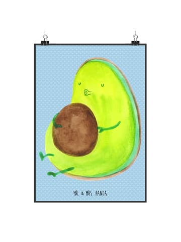 Mr. & Mrs. Panda Poster Avocado Pfeifen ohne Spruch in Blau Pastell