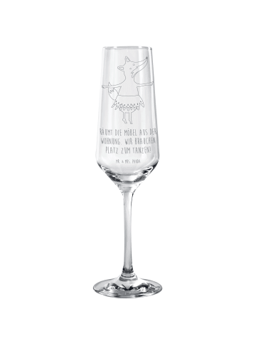 Mr. & Mrs. Panda Champagnerglas Fuchs Ballerina mit Spruch in Transparent
