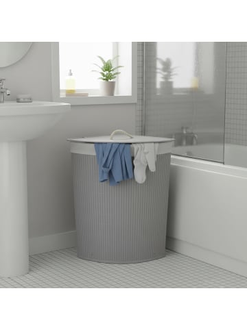 relaxdays Eckwäschekorb in Grau - (B)36 x (H)60 x (T)36 cm