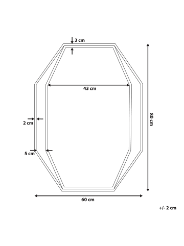 Beliani Wandspiegel NIRE in Grau - (W) 60 x (H) 80 x (L) 3 cm Vertikal