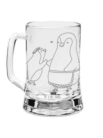Mr. & Mrs. Panda Seidel Pinguin mit Kind ohne Spruch in Transparent