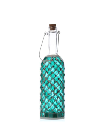 MARELIDA LED Flasche mit Mosaiksteinen H: 29,5cm in grün