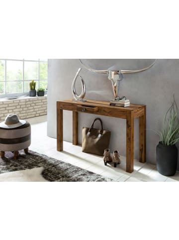 FineBuy Konsolentisch in Braun / Sheesham / 120x40x70