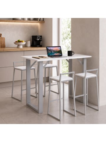 VCM  Holz Bartisch Stehtisch Tisch Tresen Xona 138x80 cm in Silber / Weiß