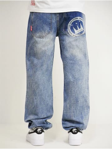 DADA Baggy Denim Loose Fit Jeans mit Coin Logo Print in Blau