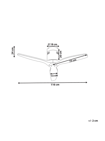 Beliani Ventilator HARNEY in Braun/Gold - (W) 116 x (H) 24 x (L) 116 cm
