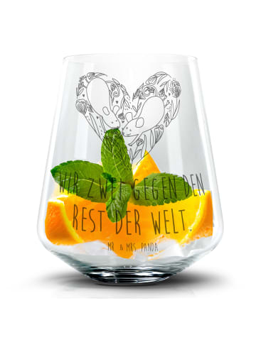 Mr. & Mrs. Panda Blümchentail Glas Mäuse Herz mit Spruch in Transparent