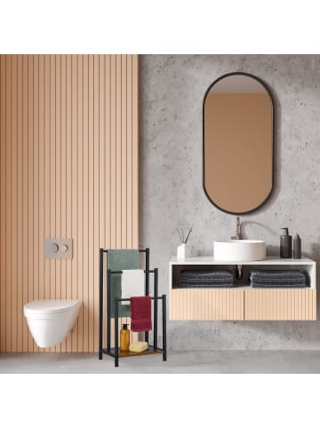 relaxdays Handtuchständer in Braun/ Schwarz - (B)40 x (H)80 x (T)28 cm