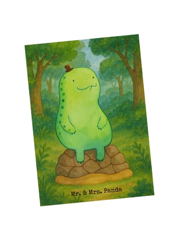 Mr. & Mrs. Panda Postkarte Schildkröte Pause Design ohne Spruch in Weiß