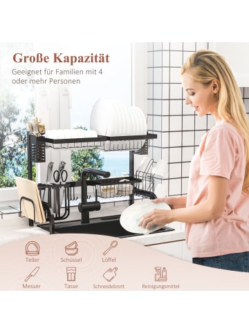 HOMCOM Abtropfgestell-81,5L x 31,5B x 53,5H cm-Schwarz