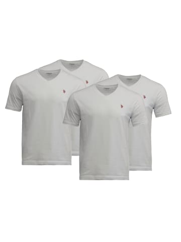 U.S. Polo Assn. 4er Set T-Shirt "Vneck " in Weiß