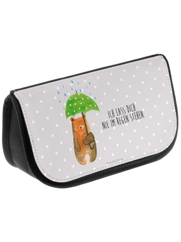 Mr. & Mrs. Panda Beautybag Bär Regenschirm mit Spruch in Grau Pastell